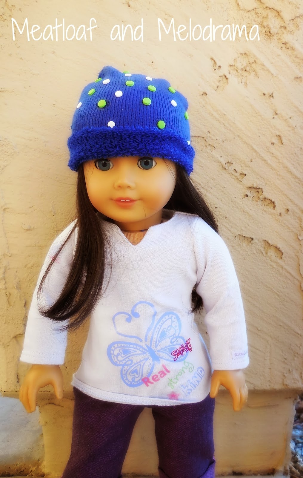 American Girl doll beanie from old sock, no sew doll hat from sock