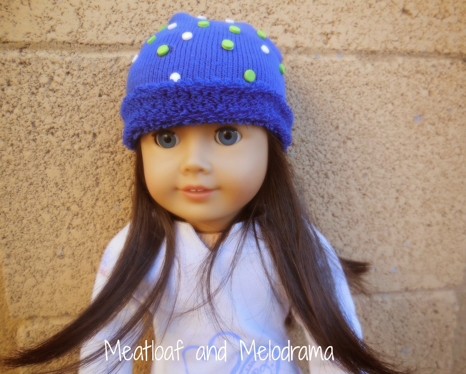 no sew american girl doll beanie from sock, doll hat from sock