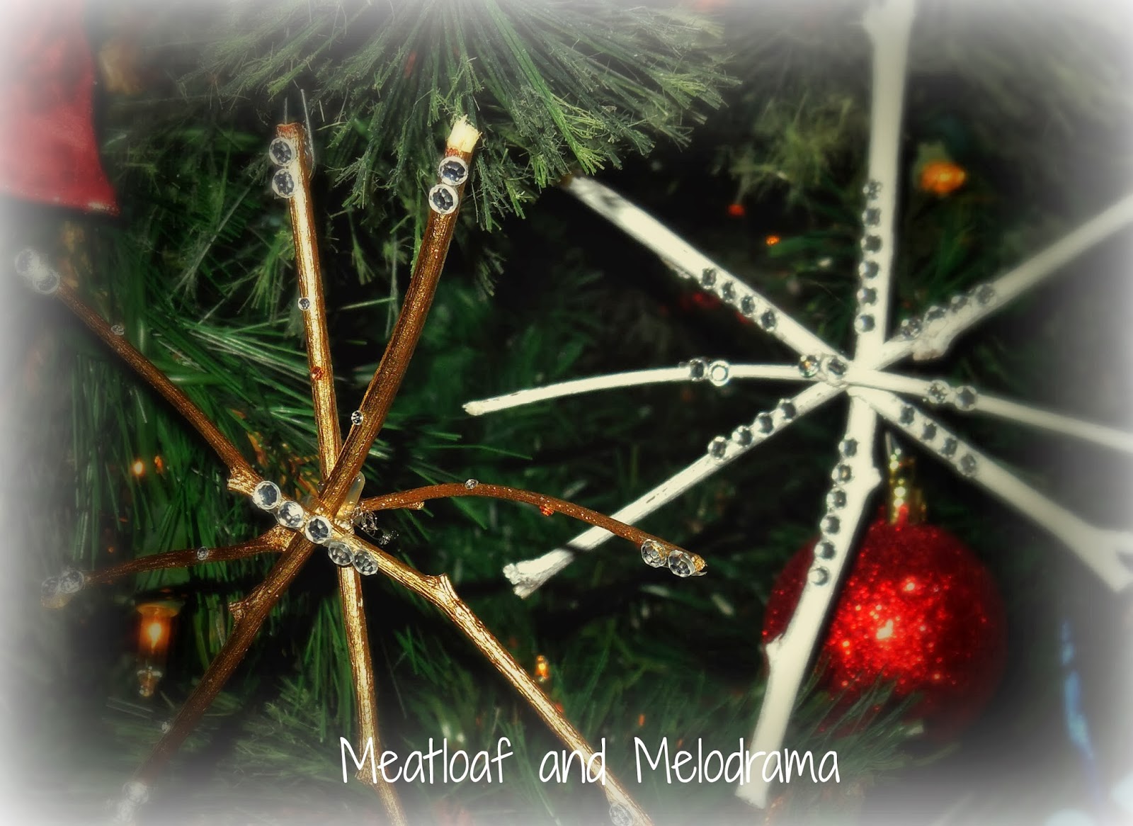 rustic twig snowflake Christmas ornaments