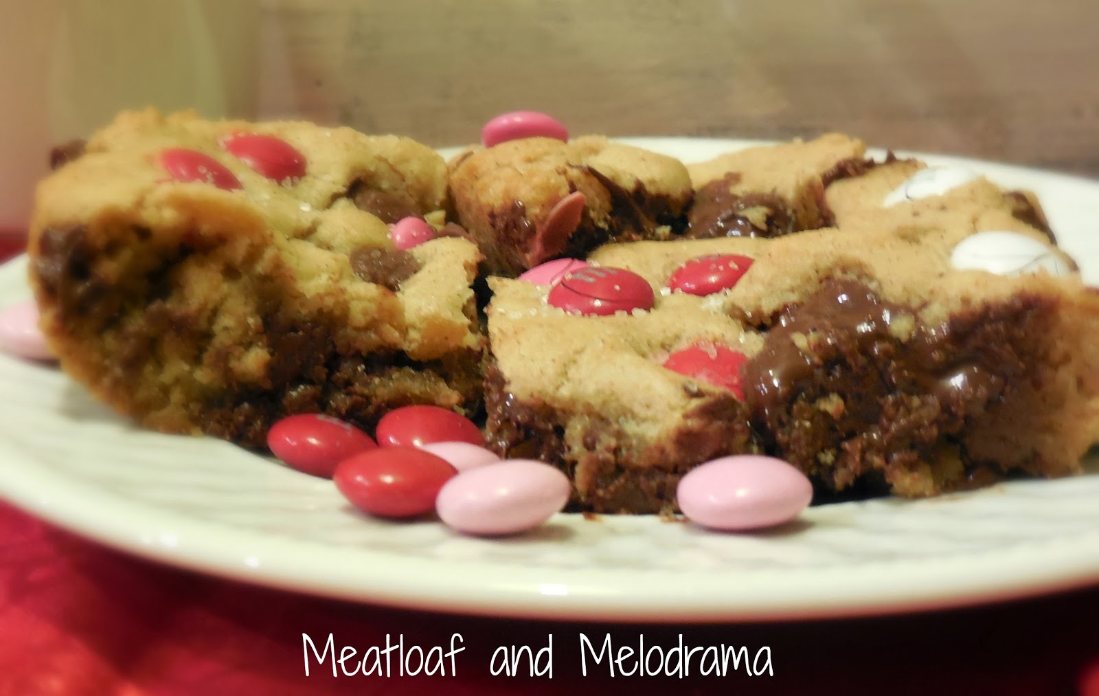 double chocolate chip Valentine's Day cookie bars