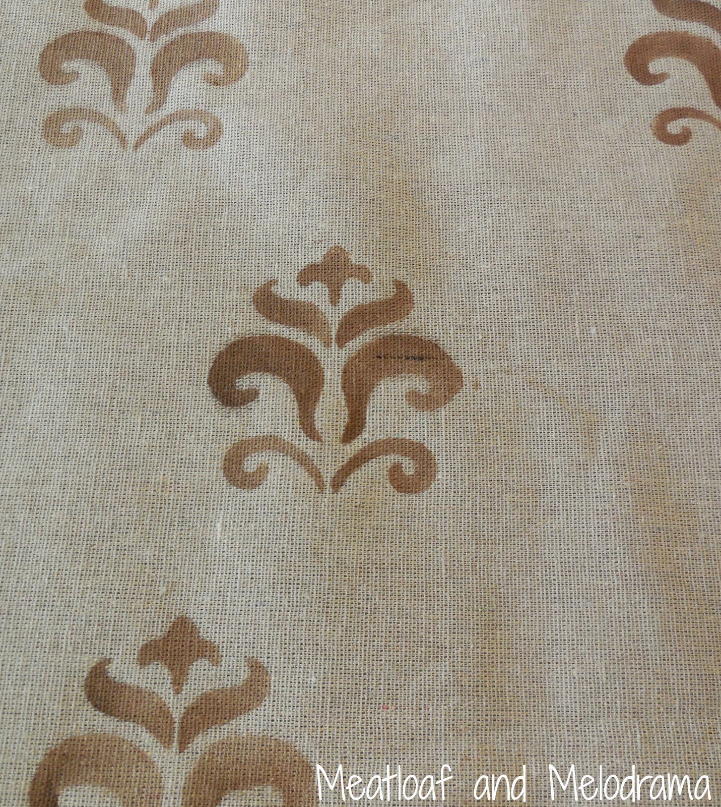 stencil on drop cloth valance with paint