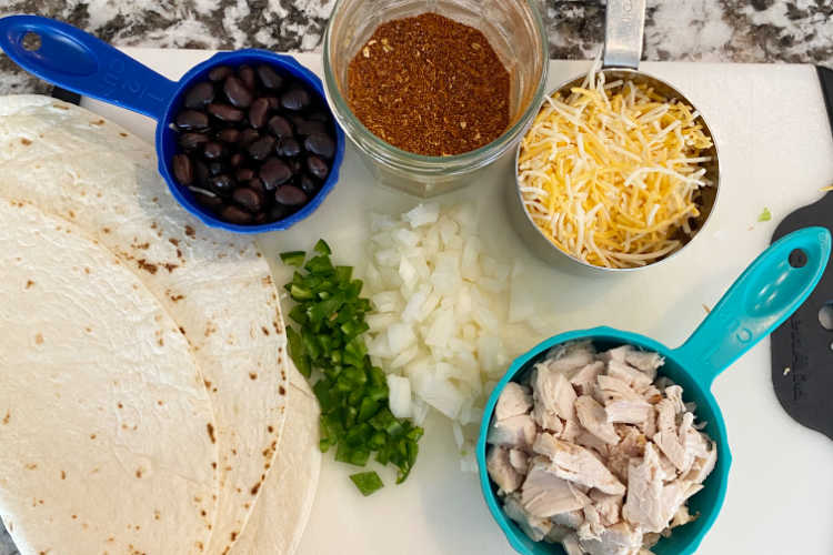 quesadilla ingredients on the counter