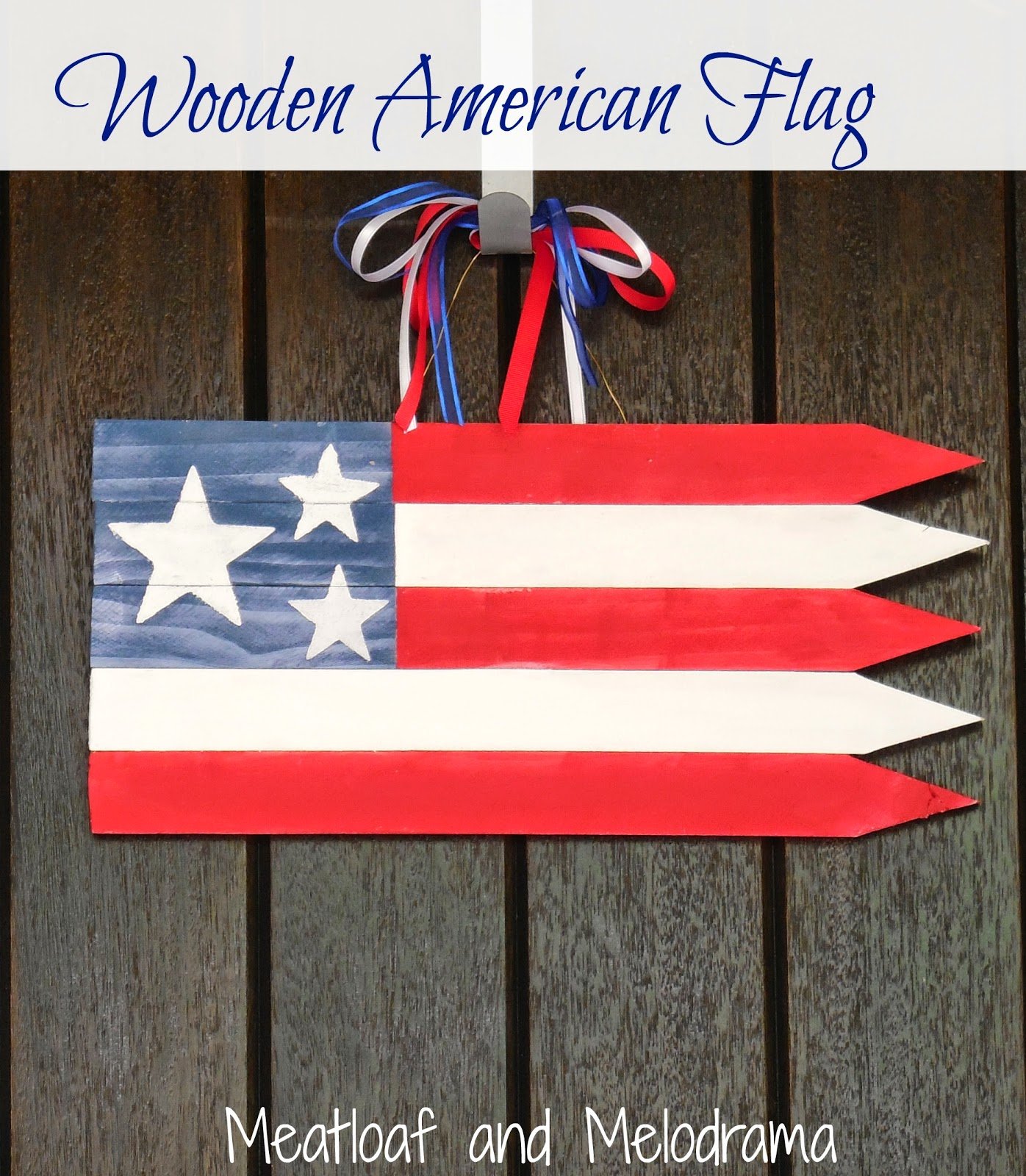 American flag made from wood fence posts