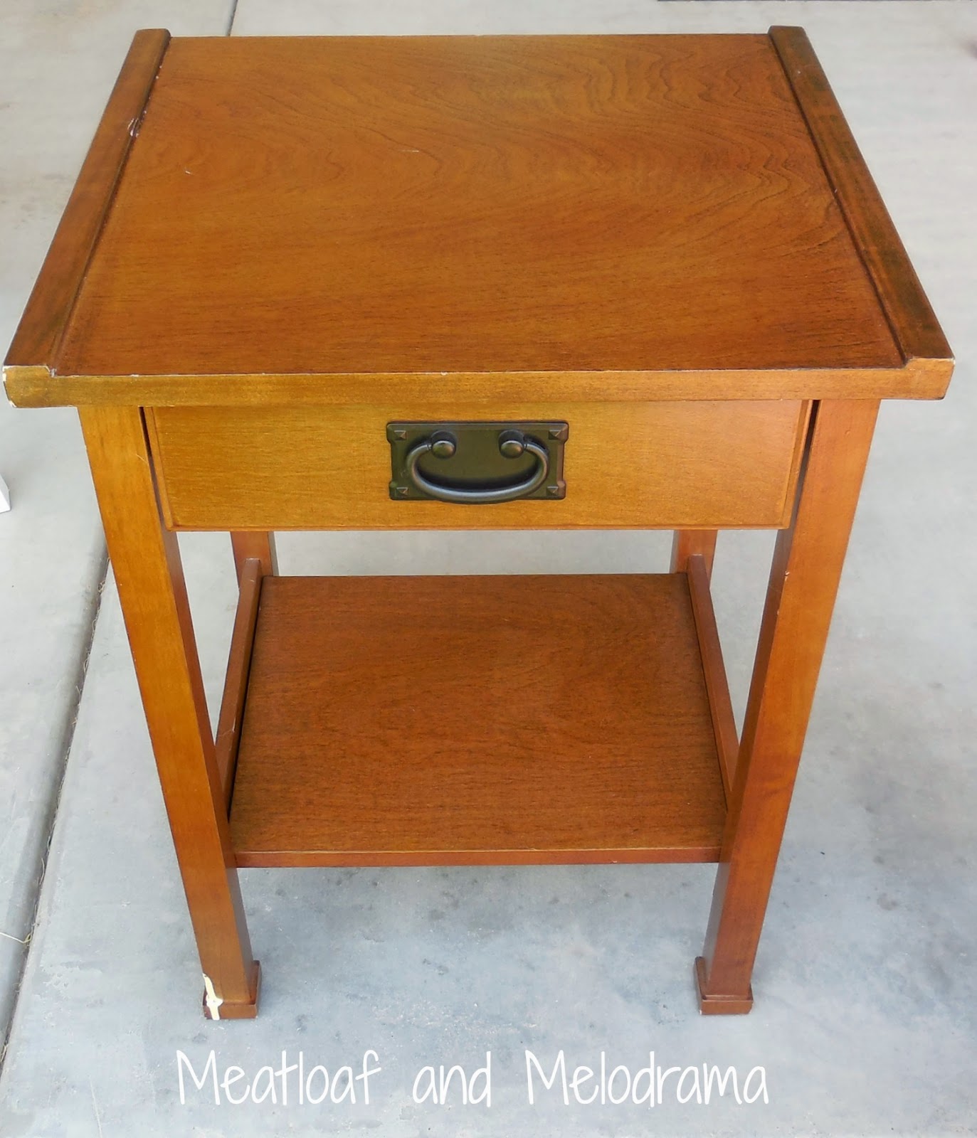 brown laminate side table