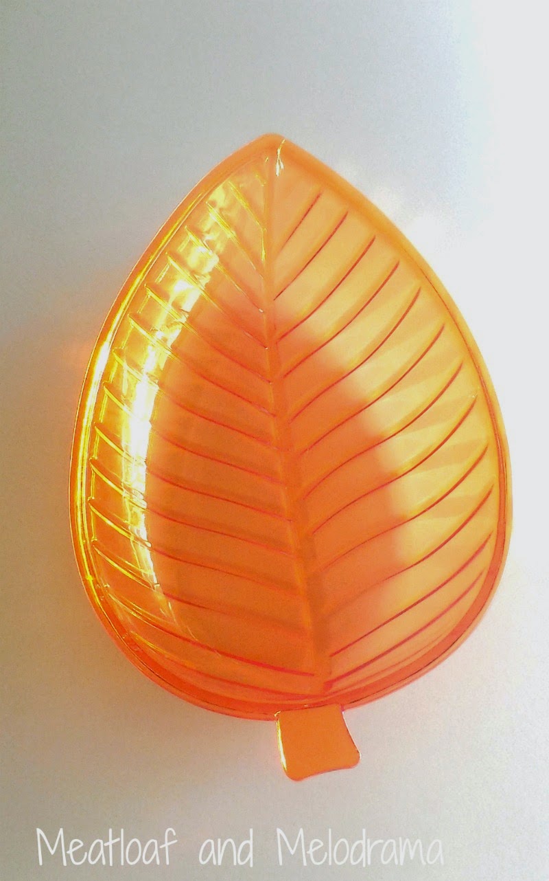 plastic orange leaf dish from the dollar store