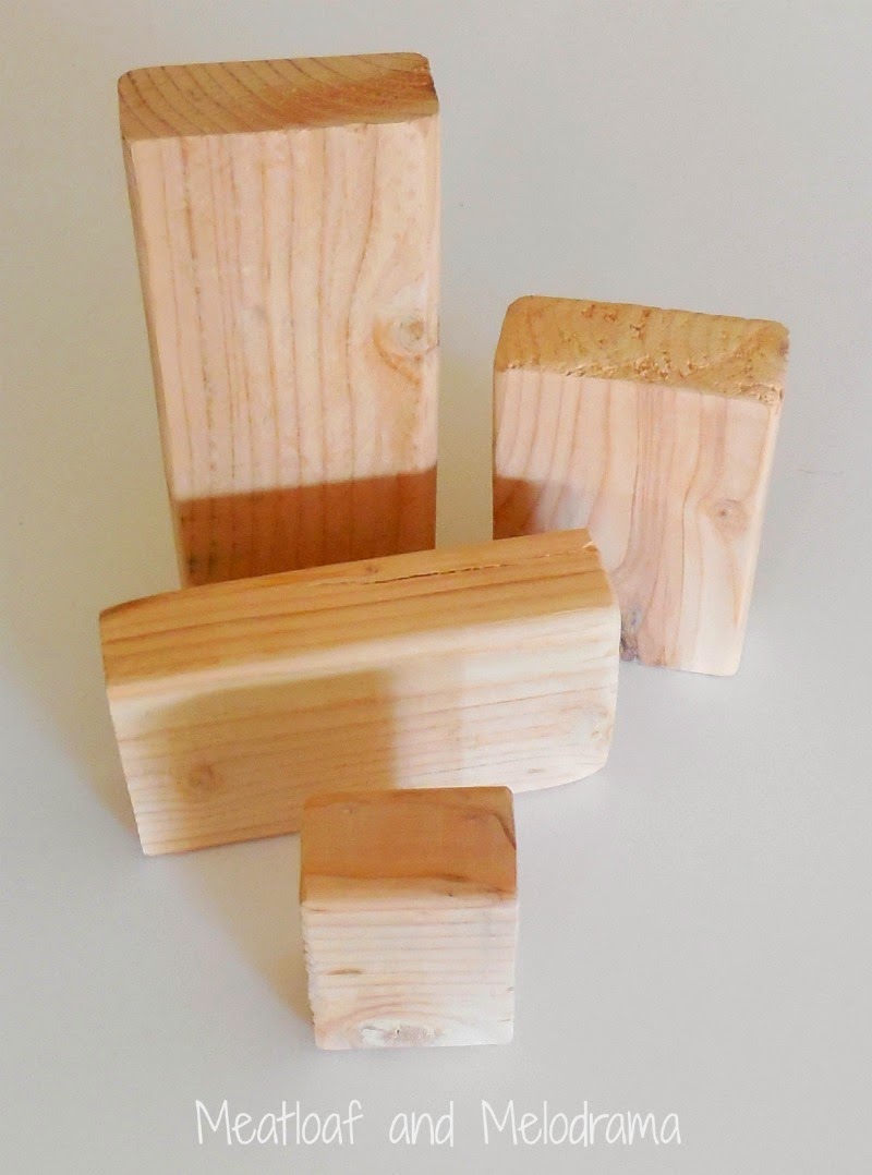 four wood blocks from a 2 X 4 piece of wood