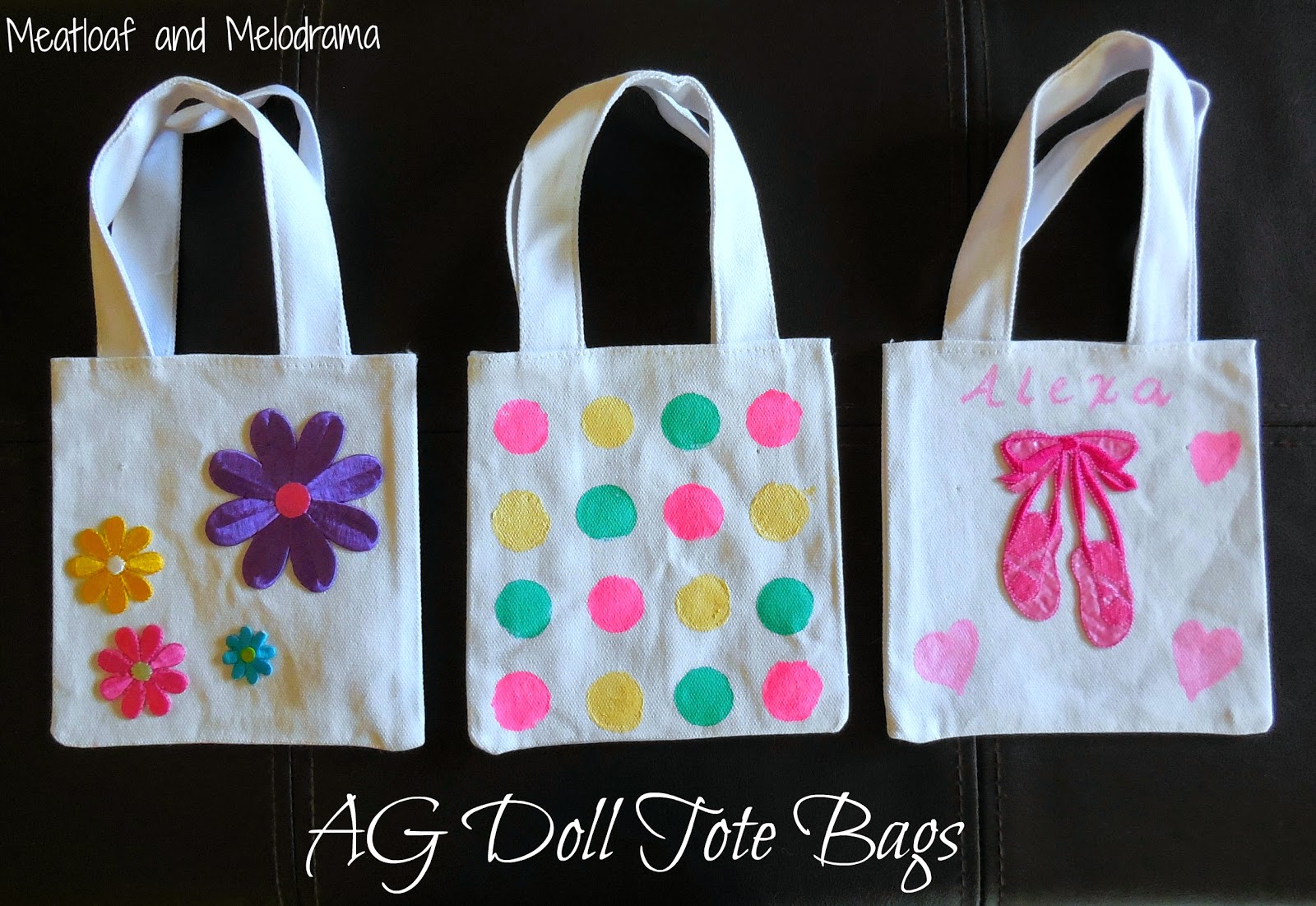 decorated ag doll tote bags