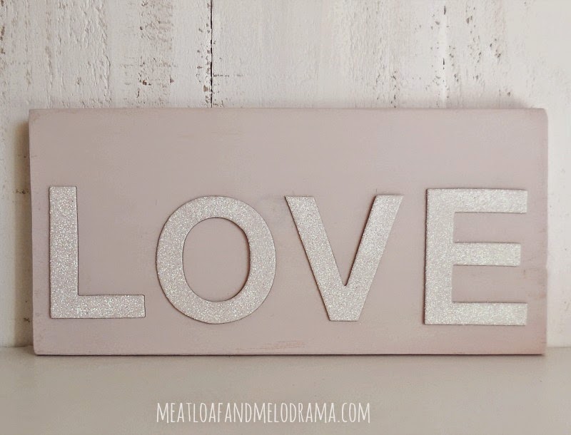 pink chalk paint love sign for valentine's day