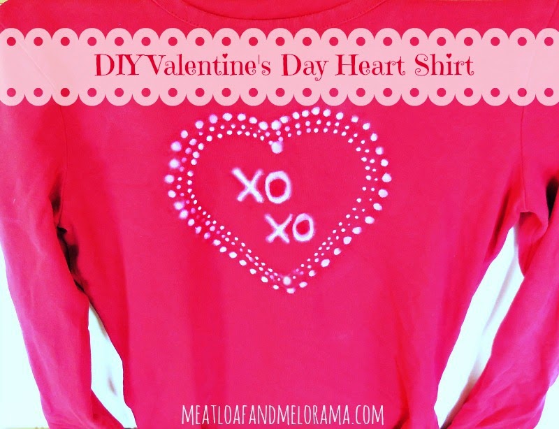 red shirt decorated with bleach pen heart for valentines day