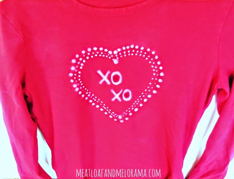 valentine heart shirt made with bleach pen