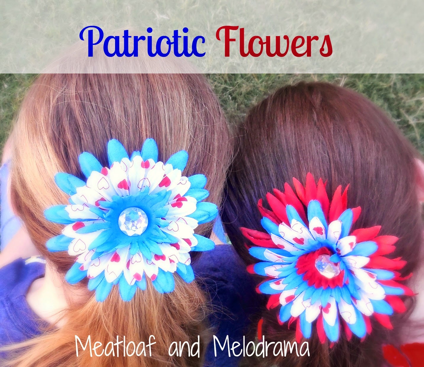 red white and blue hair flowers