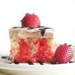 strawberry poke cake recipe with chocolate frosting