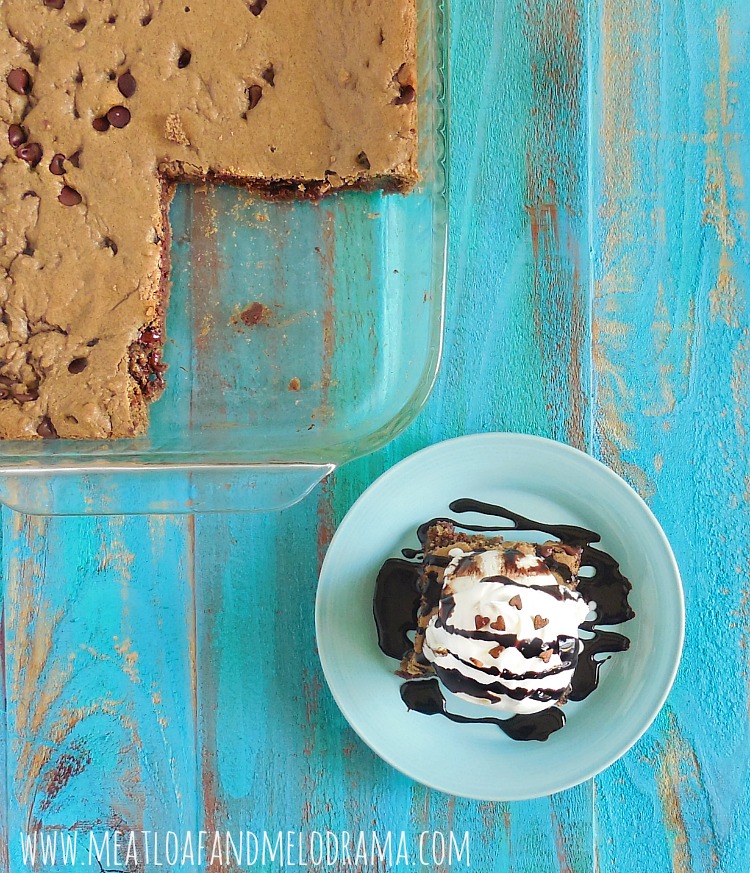 double chocolate cookie bars with ice cream and chocolate syrup 