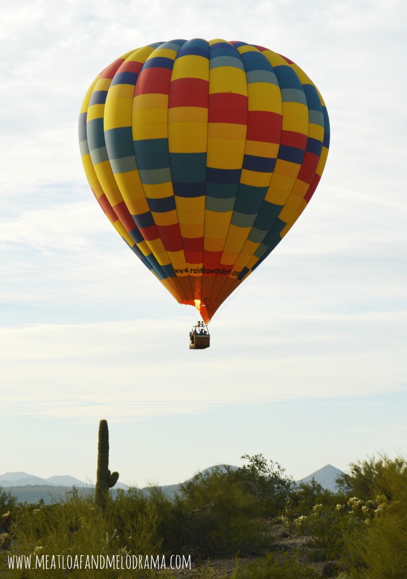 hot air balloon taking off in arizona