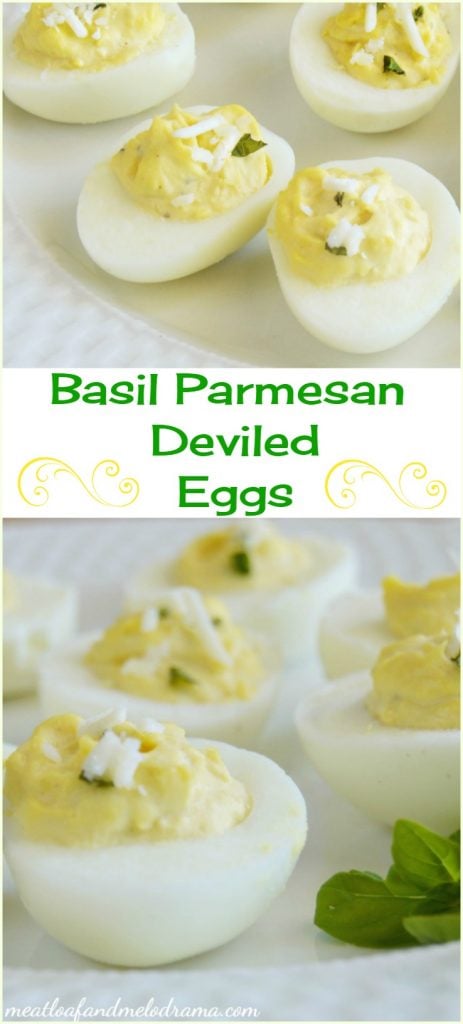 basil parmesan stuffed deviled eggs