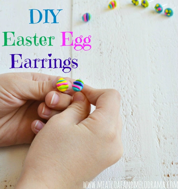 Easter Earrings made from clay that are yellow and blue