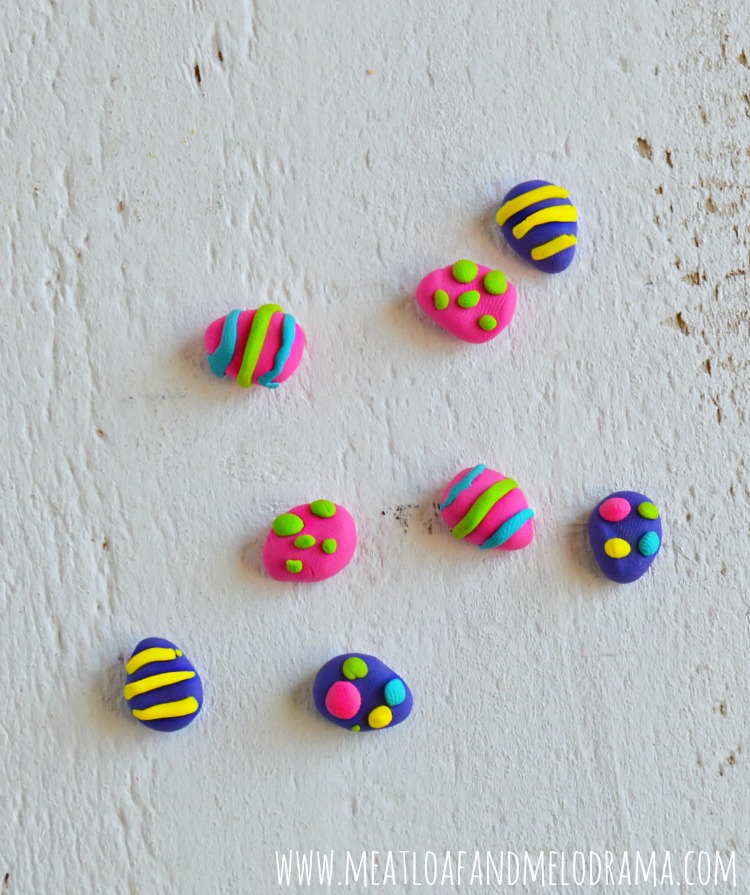 pink and purple polymer clay easter egg earrings