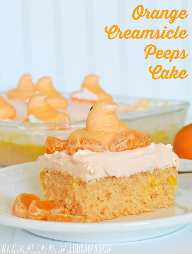 orange creamsicle cake with orange peeps