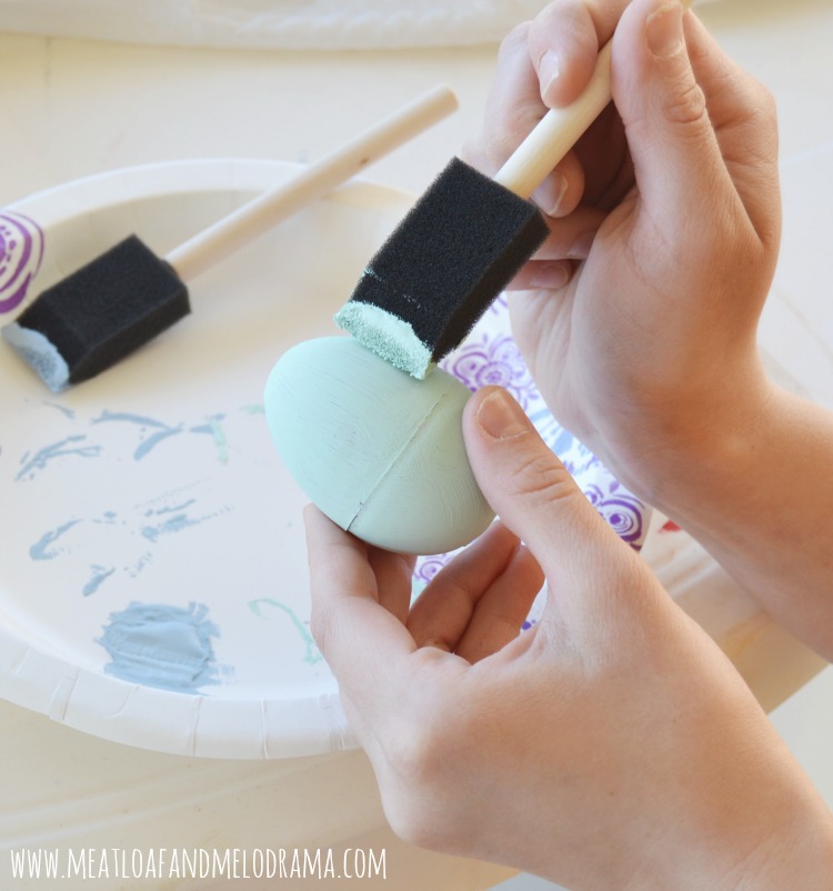 paint plastic Easter eggs with Americana chalky paint