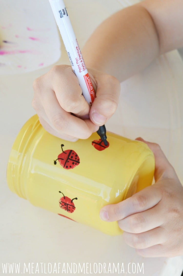 ladybug jar with thumbprints
