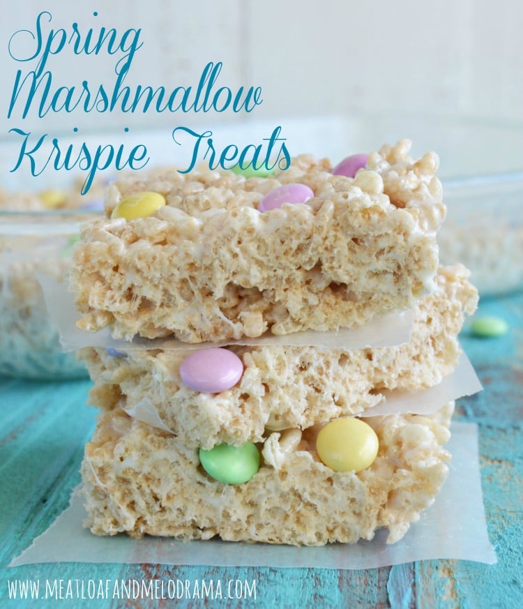 rice krispies treats with spring m and m candies