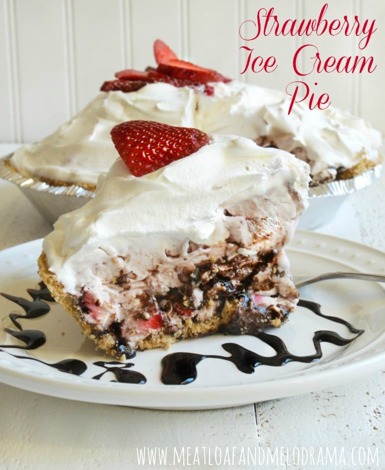 strawberry ice cream pie with cool whip and chocolate