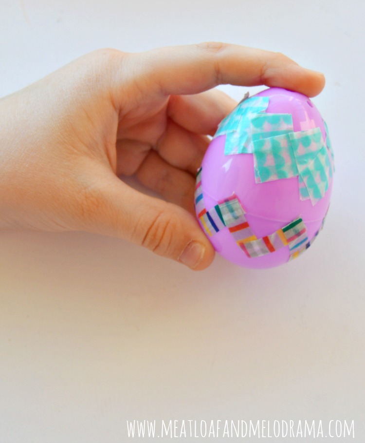 purple easter egg with washi tape chevron pattern