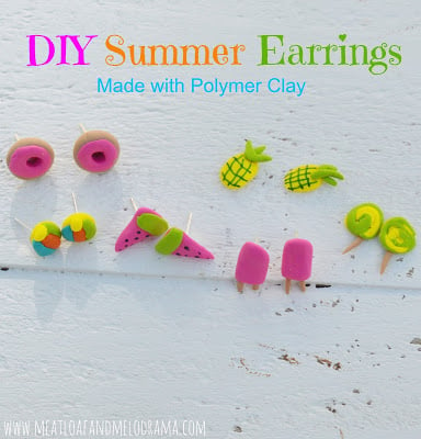 polymer clay earrings in summer shapes