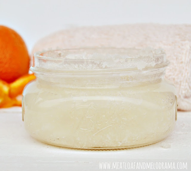 homemade orange cream sugar scrub in a mason jar for summer