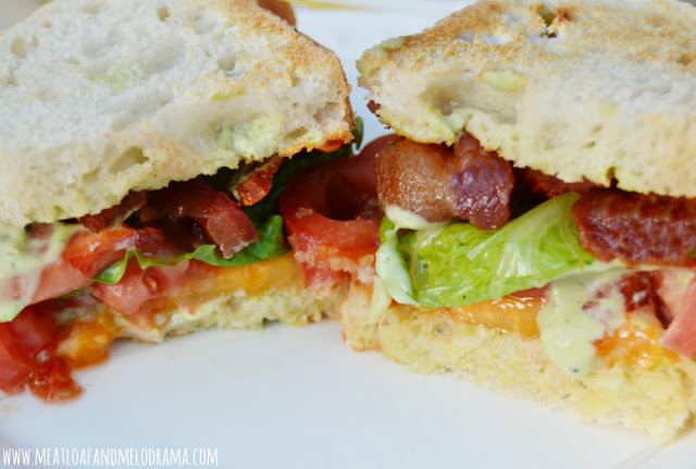 bacon lettuce tomato sandwich with avocado buttermik dressing recipe