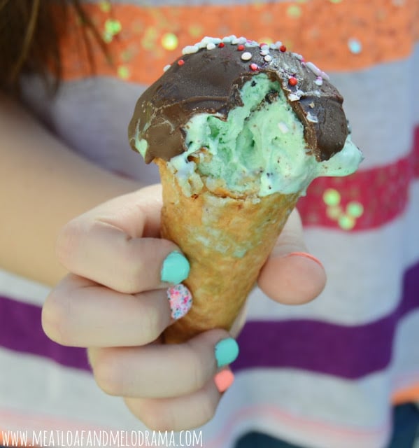 homemade mint chocolate chip drumstick