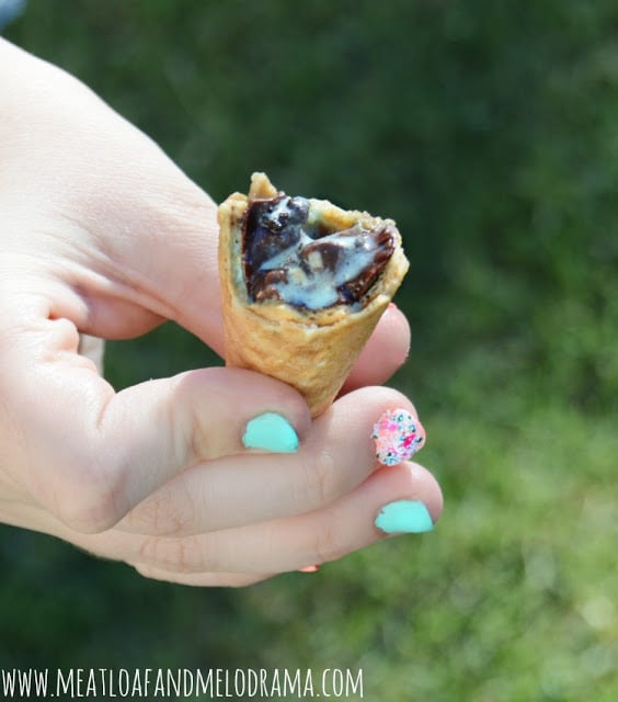 chocolate at the bottom of ice cream cone drumstick