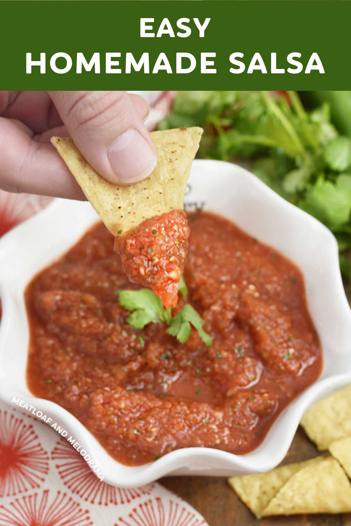 Make Easy Homemade Salsa with canned tomatoes and fresh ingredients in the blender. Pair this simple recipe with your favorite Mexican foods or serve with tortilla chips for an easy appetizer or snack. This mild restaurant style salsa goes with just about anything! via @meamel