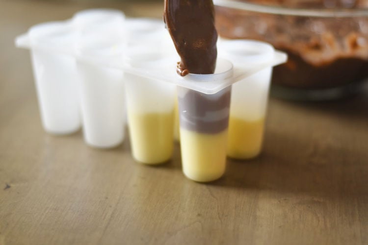 spoon instant pudding into ice pop molds