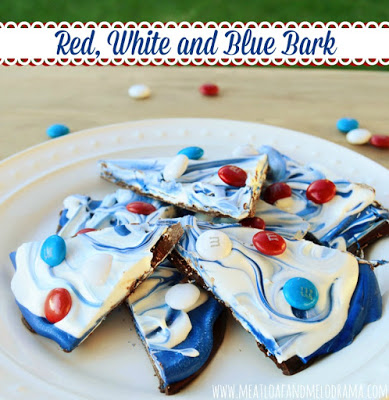 red, white and blue bark