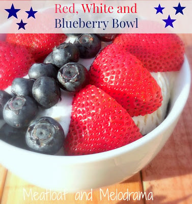 red, white and blueberry ice cream bowl