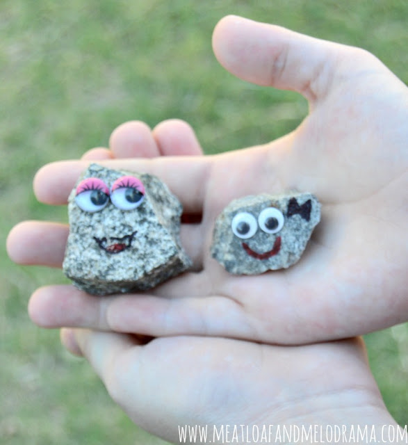 rocks with eyes and mouths