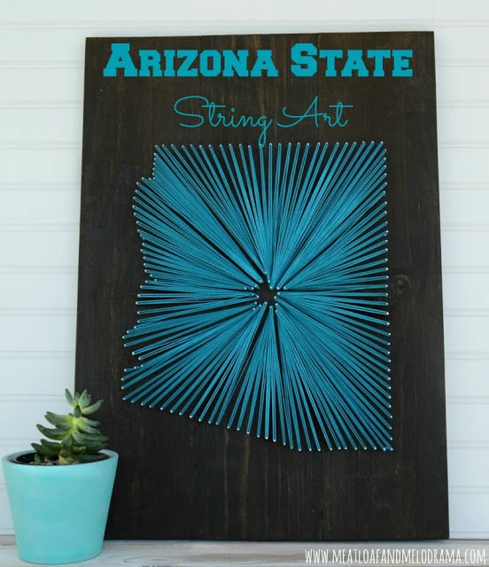 string art home decor made in the shape of Arizona