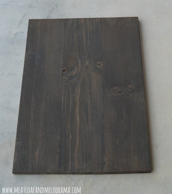 stain wood pine board with dark walnut stain