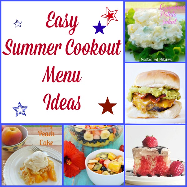 Collage of summer recipes for potlucks and cookouts