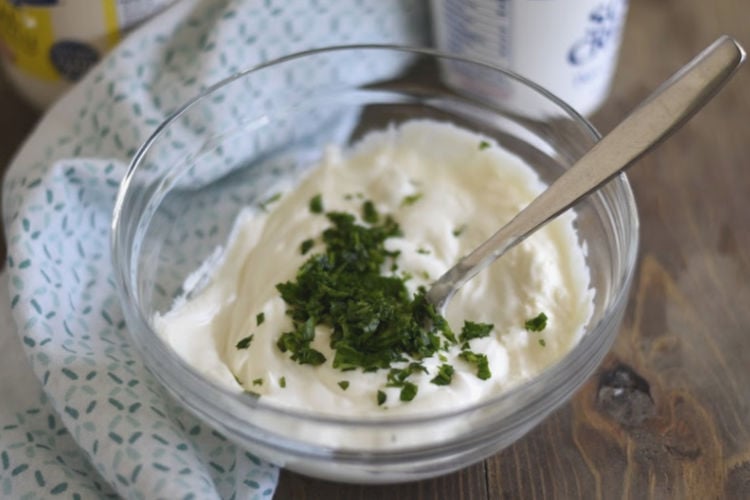 mix fresh parsley with sour cream and mayo for ranch dressing