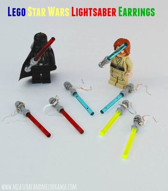 lego star wars mini figures and earrings made from lightsabers