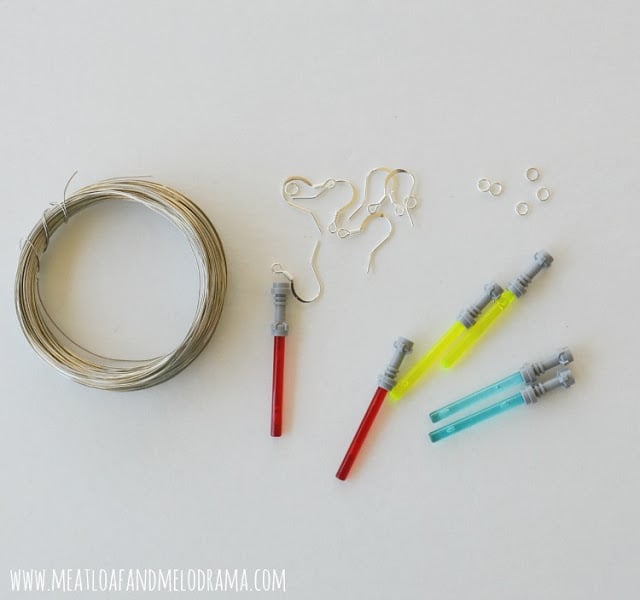 supplies used to make lightsaber earrings