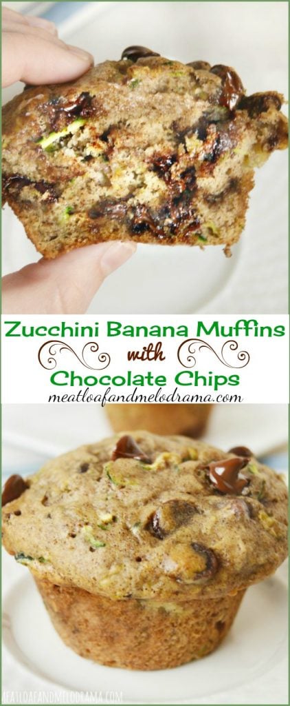 zucchini banana muffins with chocolate chips