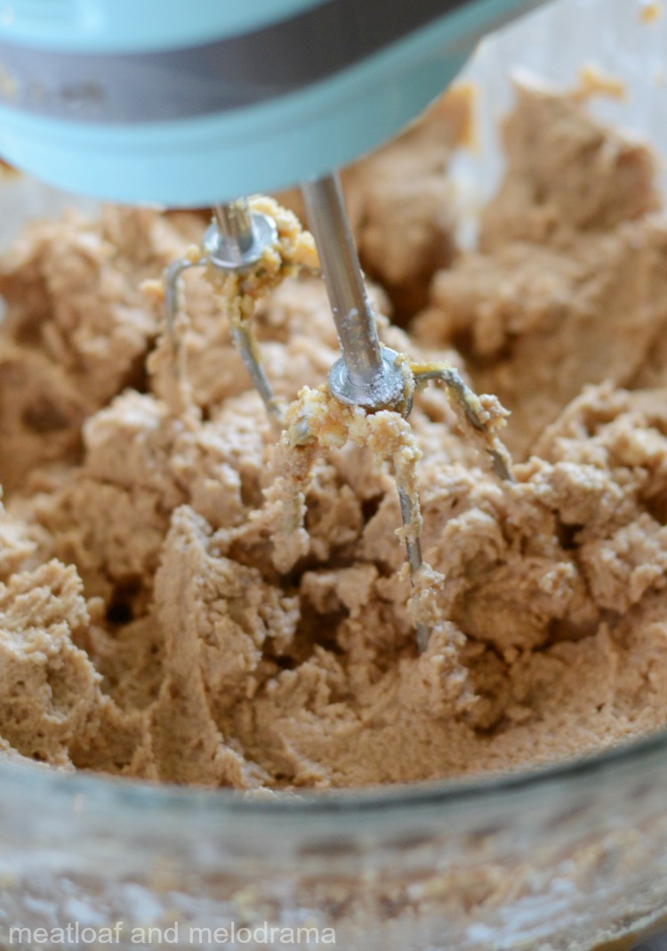 mix peanut butter and cream cheese in bowl