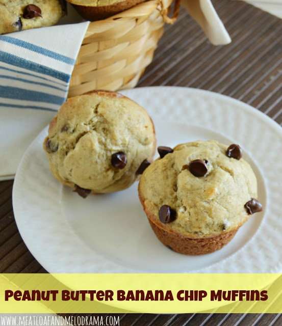 peanut butter banana chocolate chip muffins