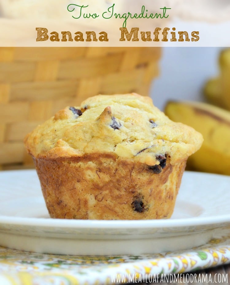 2 ingredient banana muffins made with cake mix