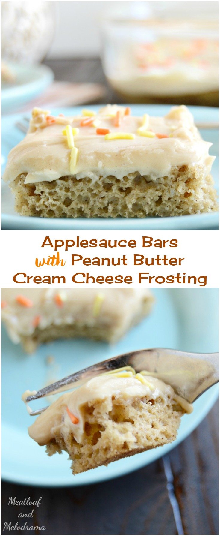 Easy Applesauce Bars with Peanute Butter Cream Cheese Frosting