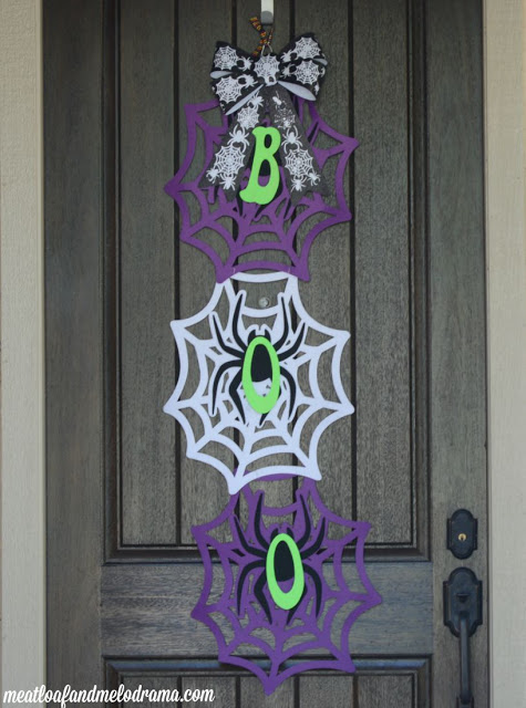 how to make a Halloween BOO door decoration with Dollar store items