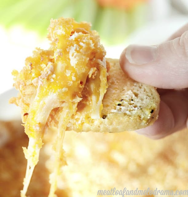 toasted bread rounds with buffalo chicken dip